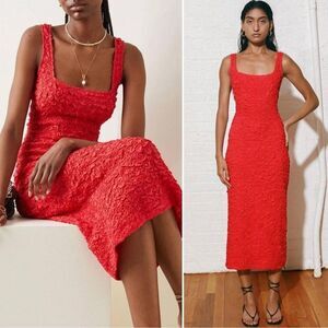 New Mara Hoffman Sloan Popcorn Midi Dress Red XS